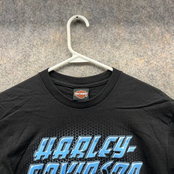 Harley Davidson Shirt Men Medium Black Blue Biker Tee Motorcycle Crewneck 2018 - Picture 6 of 13